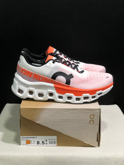 On Running Cloudmonster 2 Shock-Absorbing And Breathable Running Shoes White/Orange