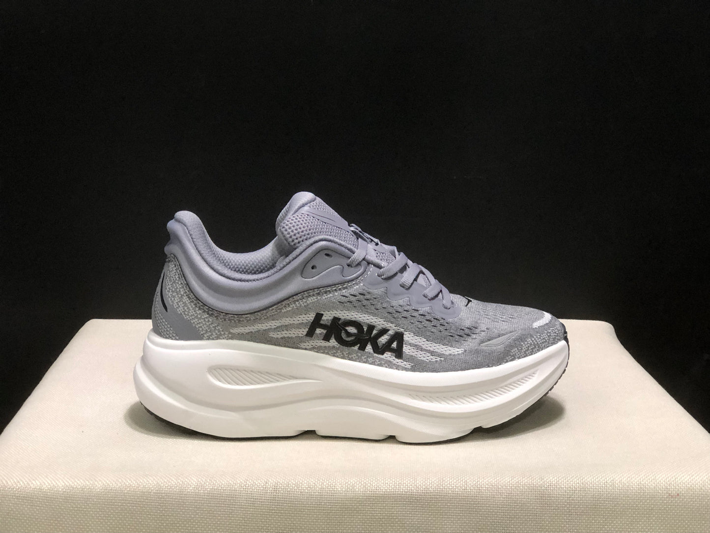 Hoka One One Bondi 9 Comfortable Low-top Running Shoes Sneakers Gray