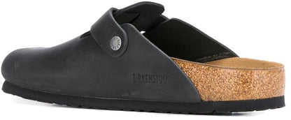 Birkenstock Boston Oiled Leather 0059463 Black Narrow Covered-Toe Slippers