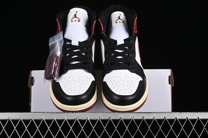 Nike Air Jordan 1 Mid Scarlet Bordeaux Black Sneakers