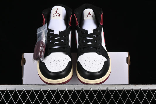 Nike Air Jordan 1 Mid Scarlet Bordeaux Black Sneakers
