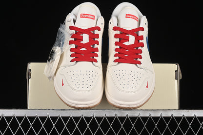Nike Air Jordan 1 Low Supreme Grey White Red Blue Sneakers