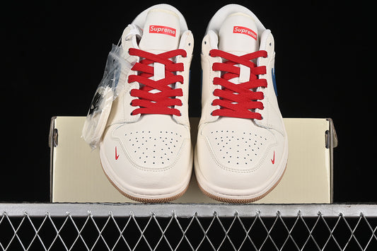 Nike Air Jordan 1 Low Supreme Grey White Red Blue Sneakers