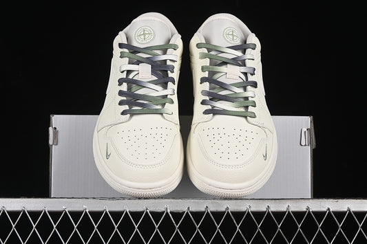 Nike Air Jordan 1 Low Off-White STONE ISLAND White Green Sneakers