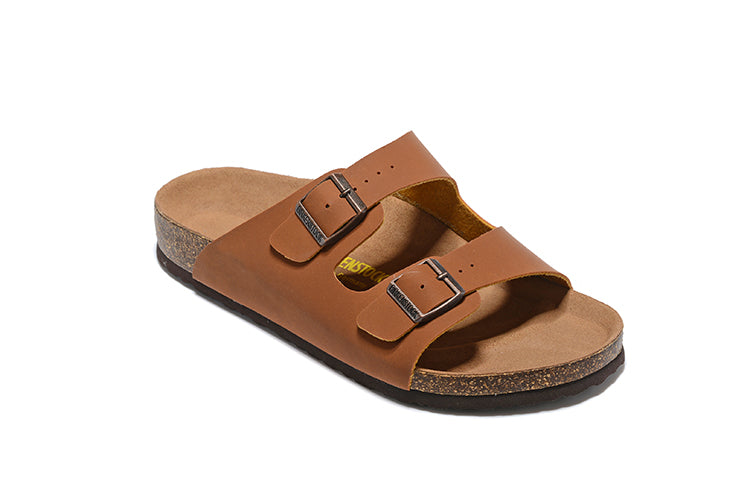 Birkenstock Two-Button Dark Brown Suede Leather Slippers