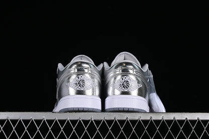 Nike Air Jordan 1 Low Metallic Silver Photon Dust Wolf Grey Sneakers