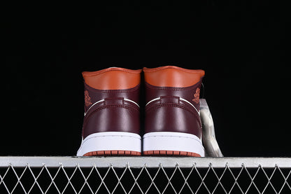 Nike Air Jordan 1 Mid White Dusty Peach Night Maroon Sail Sneakers