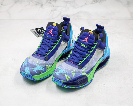 Nike Air Jordan XXXIV 34 Low Eybl Regency Purple Blue Volt Zion Sneakers