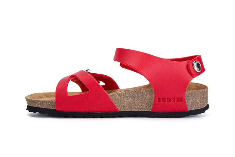 Birkenstock Single Button Red Matte Leather Sandals