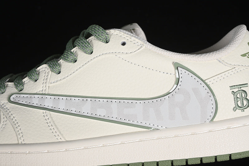 Nike Air Jordan 1 Low OG SP Off-White Travis Scott Fragment Design Green Sole White Sneakers