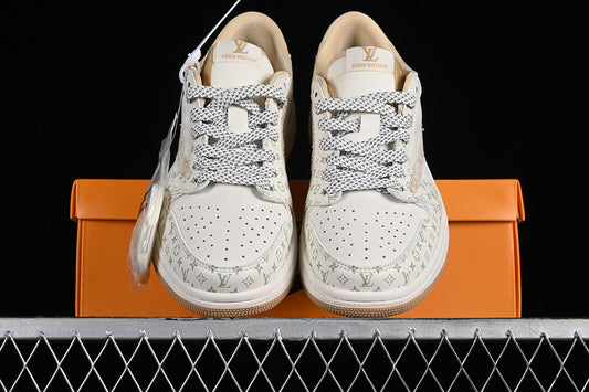 Nike Air Jordan 1 Low LV Travis Scott Fragment Design Grey Gold Sneakers