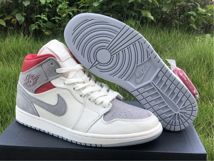 Nike Air Jordan 1 Mid PRM x SNS Sneakersnstuff Red Grey Sneakers