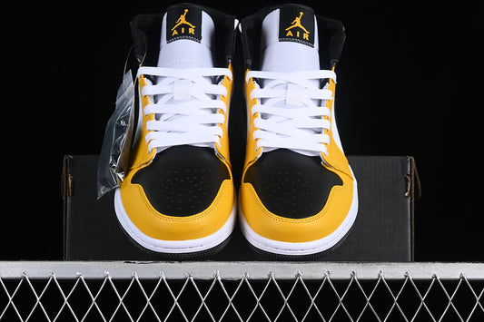 Nike Air Jordan 1 Mid Yellow Ochre Black White Sneakers