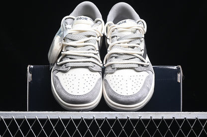 Travis Scott Fragment Design Nike Air Jordan 1 Low Dior OG SP White Black Grey Sneakers