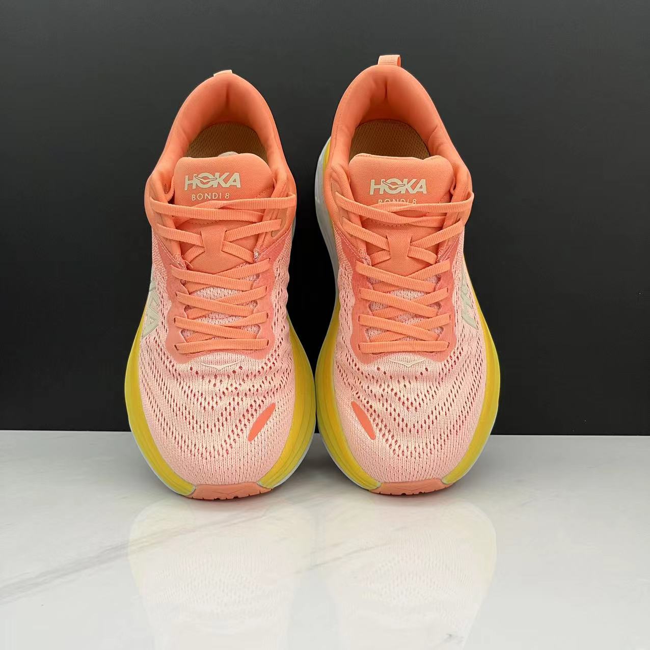 Hoka One One Bondi 8 Breathable Low-top Running Shoes Sneakers Orange/Yellow