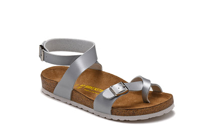 Birkenstock Single Button Silver Ringfinger Matte Leather Sandals