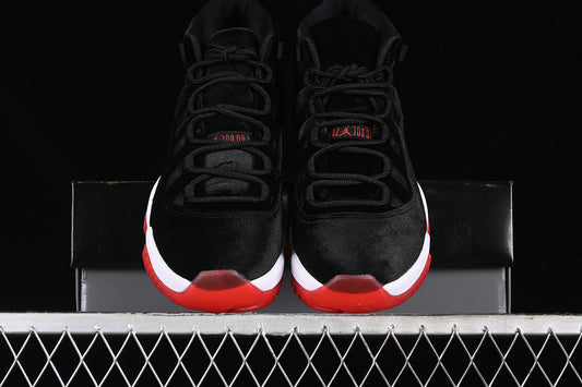 Nike Air Jordan 11 Retro Red White Bred Velvet Black Sneakers