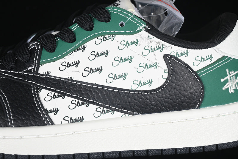 Travis Scott Fragment Design Nike Air Jordan 1 Low OG SP White Black Green Sneakers