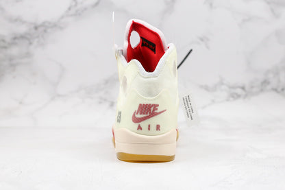 Nike Air Jordan Retro 5 SP x Off-White Muslin Cream Yellow Sneakers