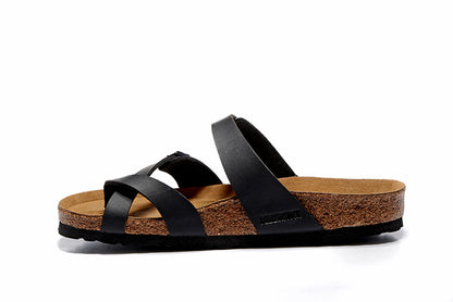 Birkenstock Black Comfort Toe-Loop Leather Sandals