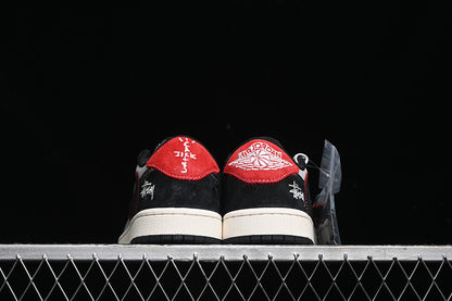 Travis Scott Fragment Design Nike Air Jordan 1 Low OG SP Red White Black Sneakers
