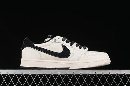 Travis Scott Fragment Design Nike Air Jordan 1 Low OG SP Black White Casual Sneakers