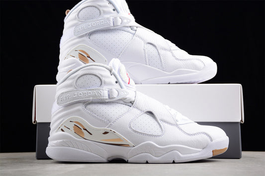 OVO Nike Air Jordan 8 Retro White Metallic Gold Sneakers