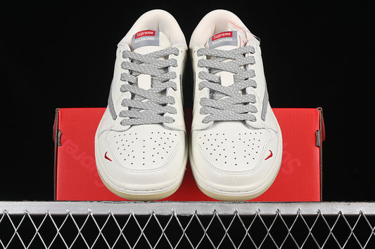 Travis Scott Fragment Design Nike Air Jordan 1 Low Supreme OG SP Light Grey White Sneakers