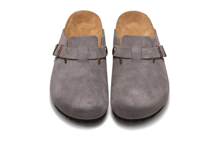 Birkenstock Grey Scrub Leather Clog Shoes