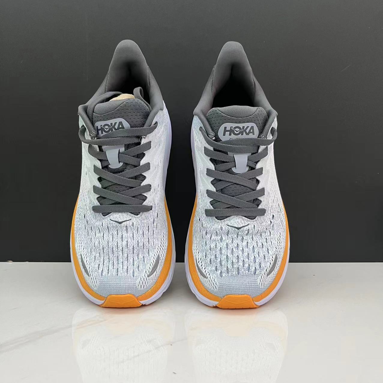 Hoka One One Clifton 8 Fashion Shoes Shock-absorbing Sneakers Silver-gray