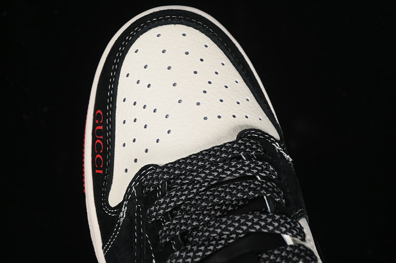 Nike Air Jordan 1 Low Gucci Travis Scott Fragment Design OG SP Red Sole Black White Sneakers