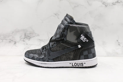 Nike Air Jordan 1 Off-Louis LV Black check Sneakers