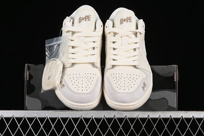 Nike Air Jordan 1 Low BAPE Coconut Milk Ash Sneakers