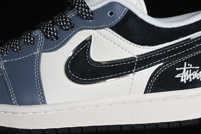 Nike Air Jordan 1 Low Grayish Blue Black White Sneakers