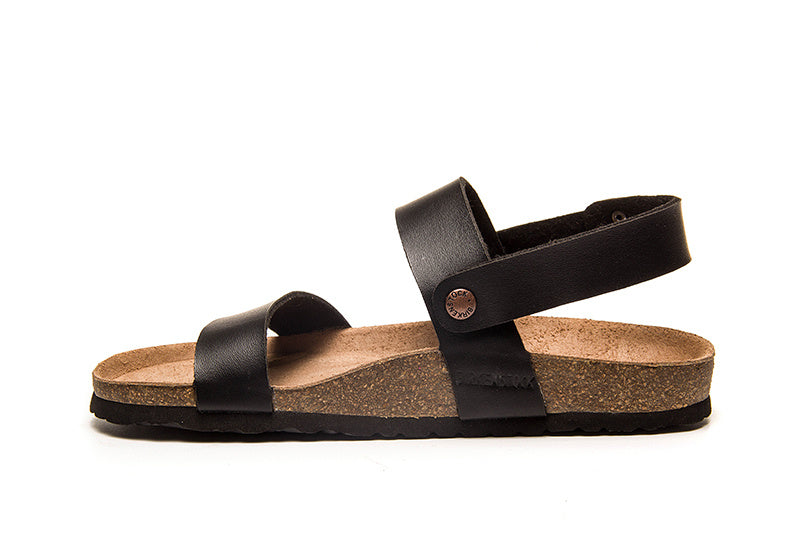 Birkenstock Black Casual Matte Leather Strappy Sandals