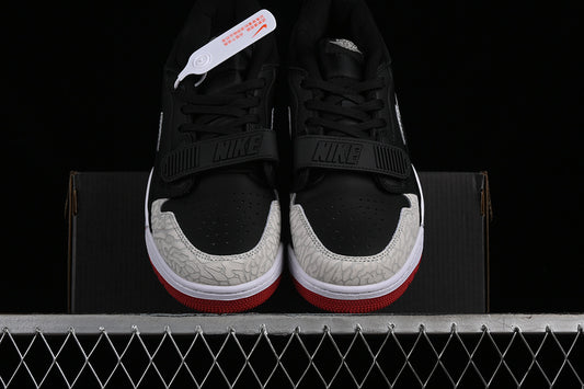 Nike Air Jordan Legacy 312 Low Black Gym Cement Grey Red Sole Sneakers