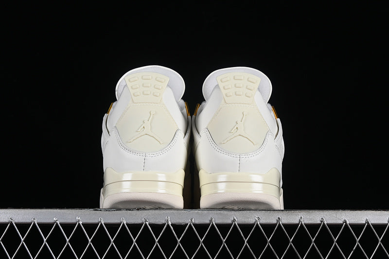Nike Air Jordan 4 Retro MetallicE Gold Sail White Sneakers