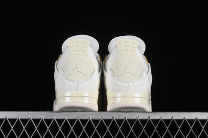 Nike Air Jordan 4 Retro MetallicE Gold Sail White Sneakers