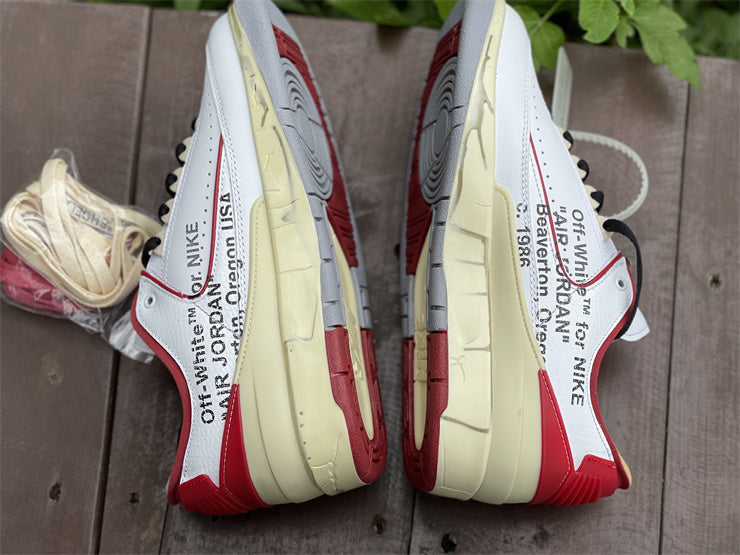 Nike Air Jordan 2 Low Off-White White And Varsity Red Sneakers