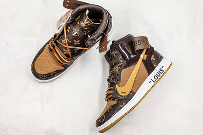 Nike Air Jordan 1 Retro Off-White Louis Vuitton Joint Edition Custom LV Sneakers