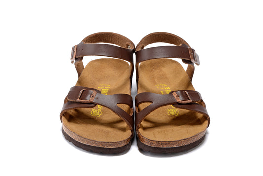 Birkenstock Brown Matte Single Buckle Slip Band Buckle Strap Sandal