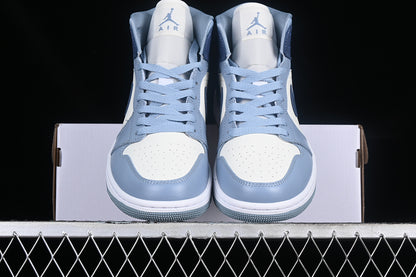 Nike Air Jordan 1 Mid White Blue Sneakers