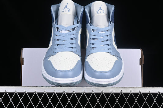 Nike Air Jordan 1 Mid White Blue Sneakers