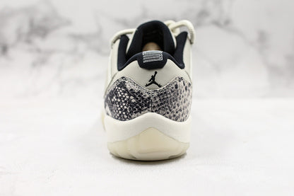 Nike Air Jordan 11 Retro Low-Top "Light Bone" Snakeskin White Sneakers
