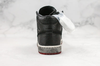 Nike Air Jordan 1 CLOT Mid Fearless Copper Coins Double-Deck Black Silk Tearable Version Sneakers