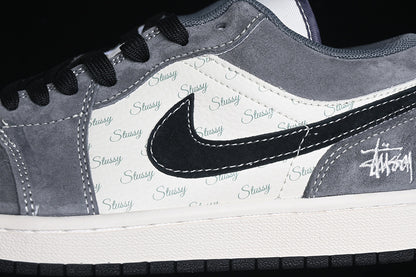 Nike Air Jordan 1 Low Black White Wolf Grey Sneakers