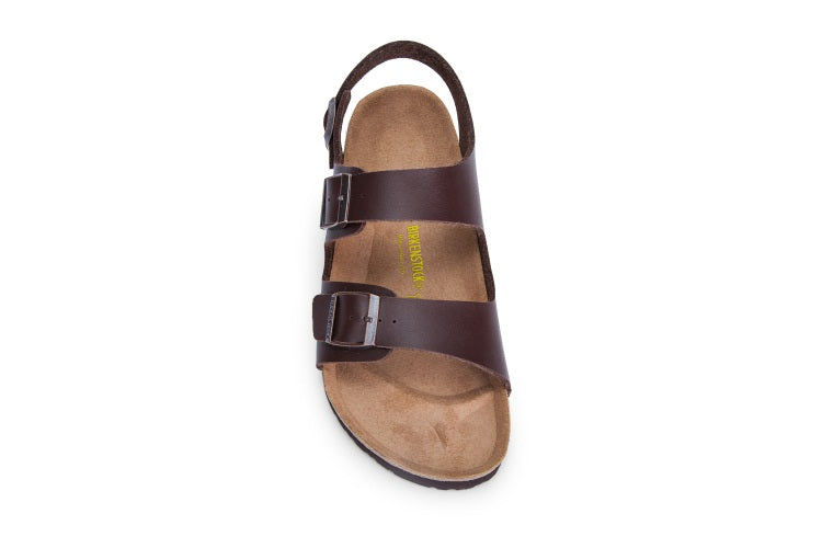 Birkenstock Two-Button Dark Brown Matte Leather Sandals