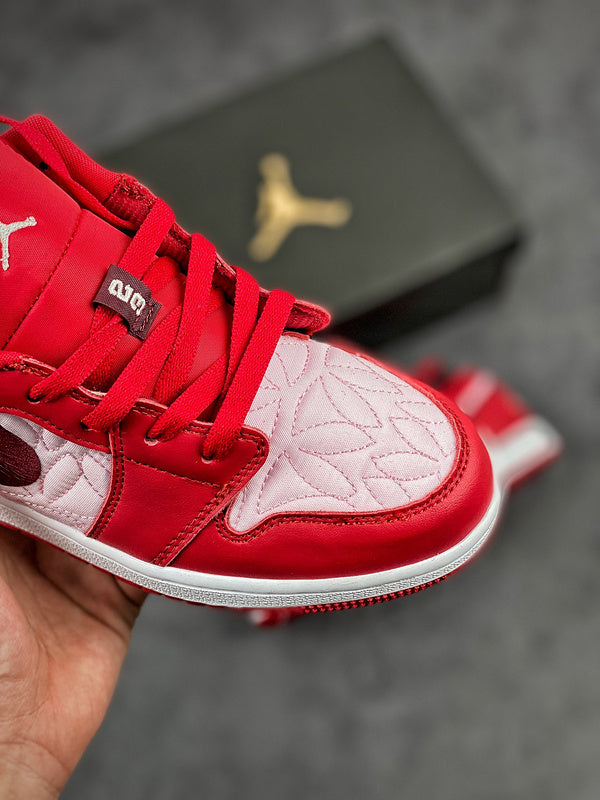 Nike Air Jordan 1 Low SE Red Quilt Valentines Pink Sneakers