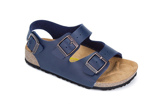 Birkenstock Two-Button Navy Matte Leather Casual Sandals