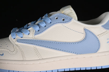 Nike Air Jordan 1 Low OG SP Off-White Travis Scott Fragment Design White Blue Sneakers